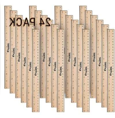 Houten Linialen - Meetlat Set - Tekenen en Meten - Metalen Rand - 24 Stuks 30cm - Bruin
