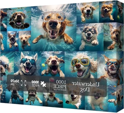 Hond Jigsaw Puzzel voor Volwassenen 1000 Stuk, Grappige Puppy Dier Jigsaw Puzzels, Leuke Cool Dwaze Puzzel met Onderwater Honden