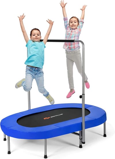 Inklapbare Trampoline met Verstelbare Leuning voor Kinderen en Volwassenen - Fitness en Trainen Binnen en Buiten