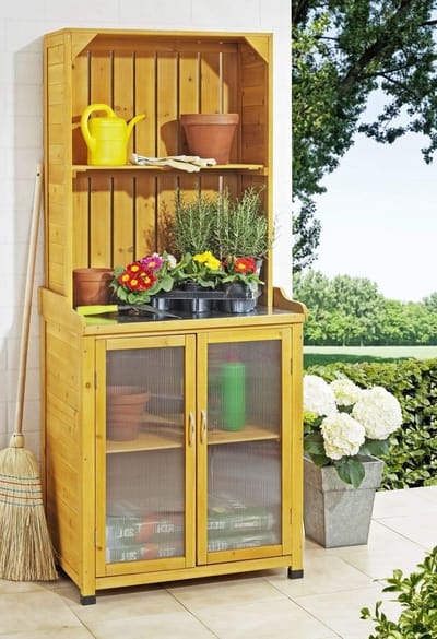 Tuinkast met plank - Opbergkast tuin - Spullen opbergen - Waterdicht weerbestendig - 75 x 52 x 180 cm - Grijs