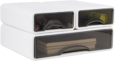 Bureau organizer - 3 compartimenten laden - Kunststof - Lichtgewicht - Rechthoekig - Glad - 34D x 24,5B x 16H centimeter - Kleur : wit
