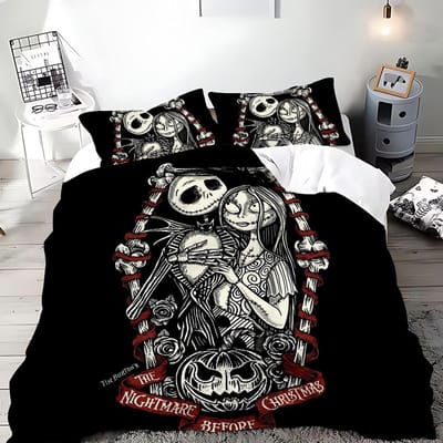 L'Étrange Noël de Monsieur Jack Housse de couette Taie d'oreiller Ensemble de literie Adulte Garçon Fille Décoration de chambre d'enfant Simple Double Grande Taille EU King(240*220cm)3pcs