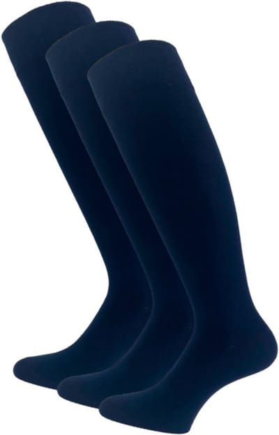 3 paar Katoenen kniekousen - Naadloos - Drukvrije boord - Dames/Heren - SQOTTON - Marineblauw - Maat 35-38