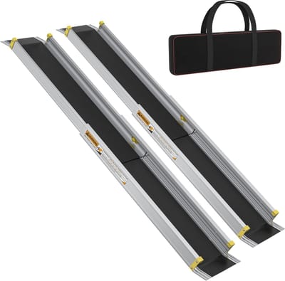 NAIZY 2 x rolstoelhelling 4FT telescopisch aluminium helling rolstoel draagvermogen 300 kg telescopische helling oprijplaat laadhelling verstelbaar draagbaar voor rolstoelen (74.5-122cm)
