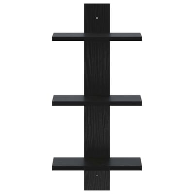 vidaXL - Wandplank - Zwart - eiken - 30 - x - 13.5 - x - 64.5 - cm - Bewerkt - hout