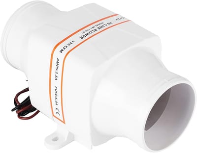 ONF3 - 12V/24V DC-luchtventilator - krachtige mariene ventilator - wit - ideaal voor jachtboot en RV - 3 inch inline ventilator