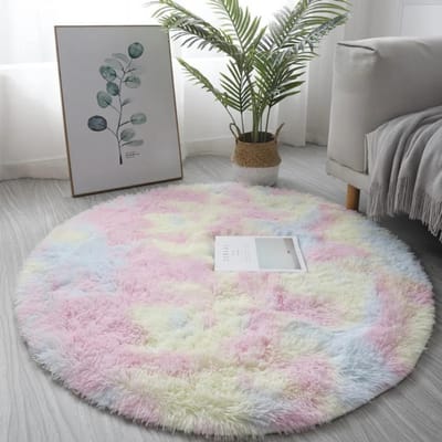 Superzachte pluche ronde mat, zachte witte tapijten voor woonkamer, woondecoratie, slaapkamer, kinderkamerdecoratie, salon, dikke poolmat 60x60cm gray