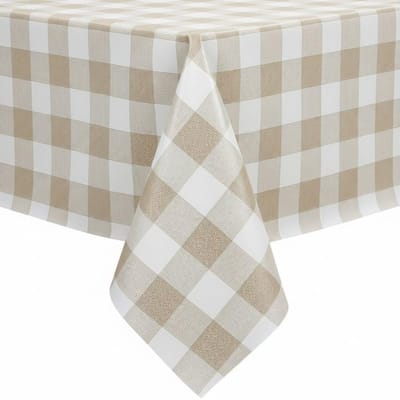 Protecttable - Tafelzeil Ruit Cotton Creme 140x50cm - Tafelkleed Afwasbaar - Kunststof