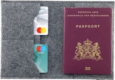 Etui voor Paspoort Autopapieren en Pasjes - Paspoorthoes - Unisex - Duurzaam - Vilt Grijs