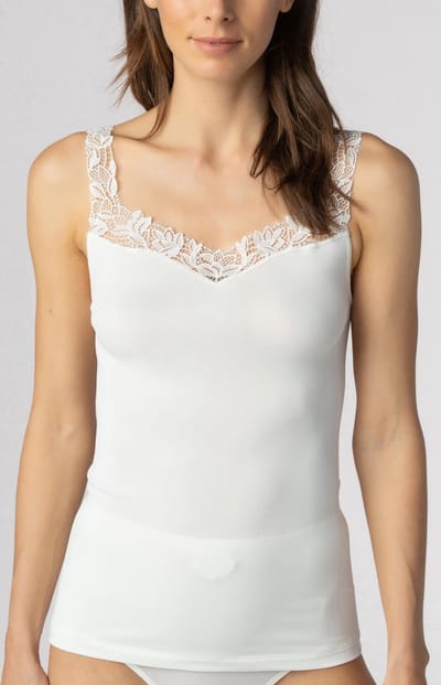 Emotion dames brede band hemd met kant - Kanten vrouwen onderhemd - Singlet - Brede bandjes - 42 - Champagne