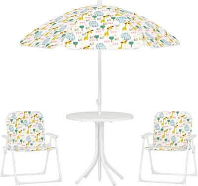 AIYAPLAY-Garten-Kindersitzgruppe-Stahl, Polyester-49,5L x 49,5B x 50H cm-Weiß