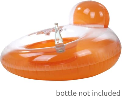 Pool Lounge Stoel Oranje Ø 118cm - Zwemstoel met Bekerhouder en Rugleuning