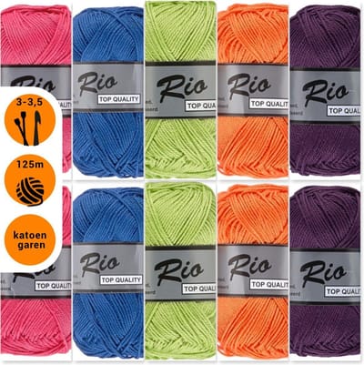 Lammy yarns Rio katoen garen pakket - frisse kleuren - 10 bollen