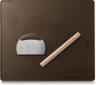 Oliva's - Bakmat - Patisseriemat - Grillmat - Bakset van 3: Bakmat, deegschraper & deegroller - Bruin