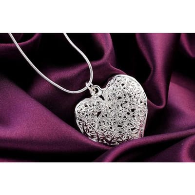 S925 Zilver 18-30 Inch Gekerfd Hart Hanger Slangenhuid Ketting Ketting Voor Vrouwen Mode Bruiloft Feest Bedel Sieraden 60cm black
