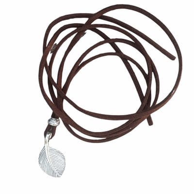 Enkelbandje-Bruin-Suede-van smal tot xxl-Veertje 25 cm- Charme Bijoux
