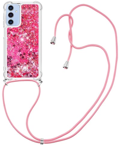 Coverup Hoesje - Geschikt voor Samsung Galaxy A17 Hoesje - Coverup Liquid Glitter Back Cover met Koord - Pink