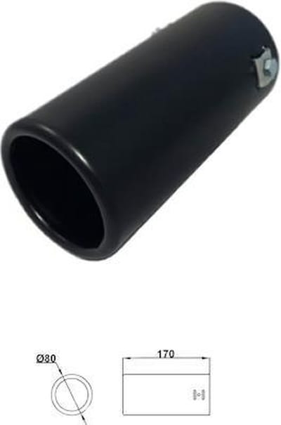 IVOL Zwart Uitlaatsierstuk Rond - passend 45-76 mm