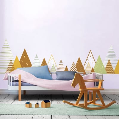 Muurstickers voor kinderen - Babykamerdecoratie - Gigantische muursticker voor kinderen, Scandinavische bergen, LOUKA - 40x65cm