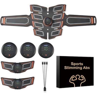 Stimulateur Musculaire Abdominal Ems Massage Thérapeutique par Impulsions Électriques TENS Soulagement de la Douleur Numérique Masseur Entraîneur Corps Entier orange
