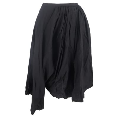 Yohji Yamamoto Asymmetrische gedrapeerde midi-rok van zwart katoen