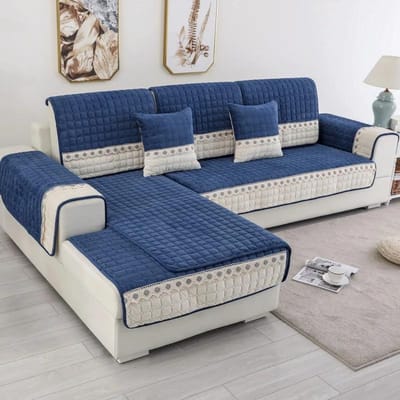 Dikke Warme Pluche Bankkussen Europa Winter Antislip Kussen Modern Ruit Bankhanddoek Wit Brede Rand Kant Bankovertrek Woonkamer 70x70cm 1pcs