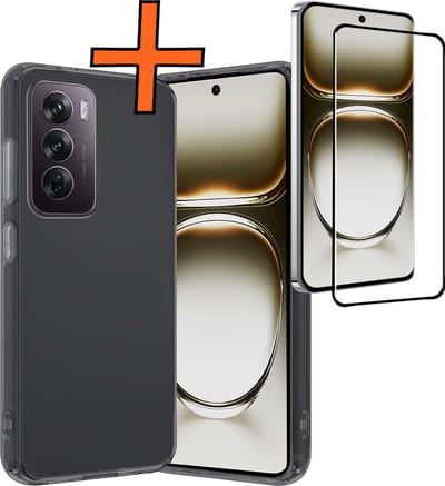 Hoes - Met Screenprotector - Geschikt voor OPPO Reno 12 - Sterk & Shockproof - Back Cover - Siliconen Case - Telefoon Hoes - Transparant