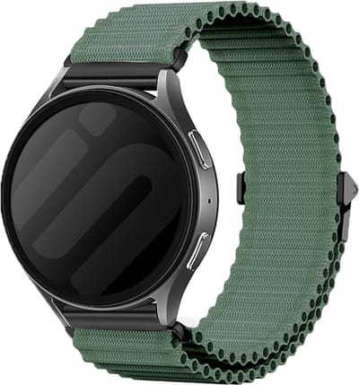 Strap-it 20mm outdoor nylon bandje geschikt voor Samsung Galaxy Watch 7 40 & 44mm / Watch 6 (Classic) / Watch 5 (Pro) / Watch 4 (Classic) / Watch 3 - 41mm / Watch Active (2) / Watch 1 - 42mm / Watch FE (donkergroen)