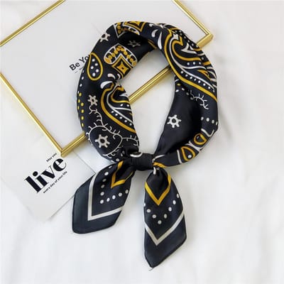 Nieuwe Zijden Vierkante Sjaal Dames Retro Paisley Cashew Print Neckerchief Vrouwelijke Foulard Hoofddoek Haarband Zachte Nek Tas Lint Satijn 70x70cm gray