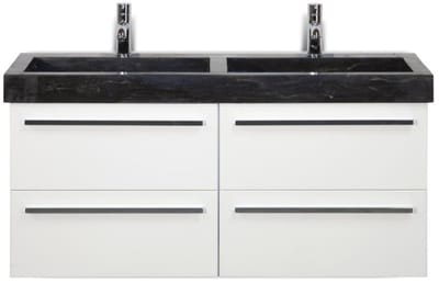 Seville Badmeubelset 120 cm - 4 Laden Wit Hoogglans - Wastafel Hardsteen Wit Lucca