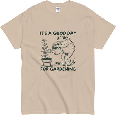 Grappig Tuin T Shirt voor Tuinier Liefhebbers - Dames Heren - Komisch Kikker - Beige - L