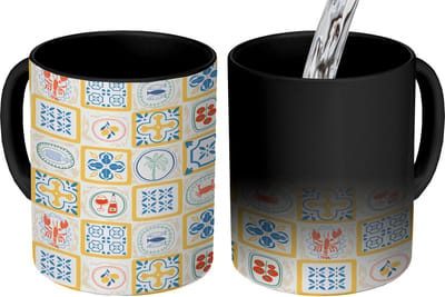 Magische Mok - Foto op Warmte Mokken - Koffiemok - Italiaans - Zee - Sfeer - Mozaïek - Vis - Multi - Magic Mok - Beker - 350 ML - Theemok