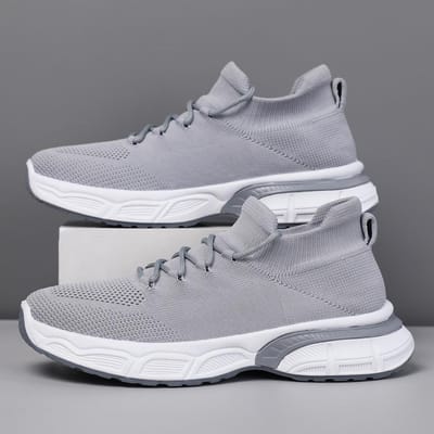 Herenschoenen Nieuwe Vliegweefsel Ademend Trendy Mode Schoenen Heren Studentenschoenen Heren Mode Casual Sneaker 44 white