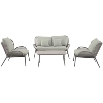 Central Park Loungeset Kea - Staal/wicker - Groen - 4 Personen