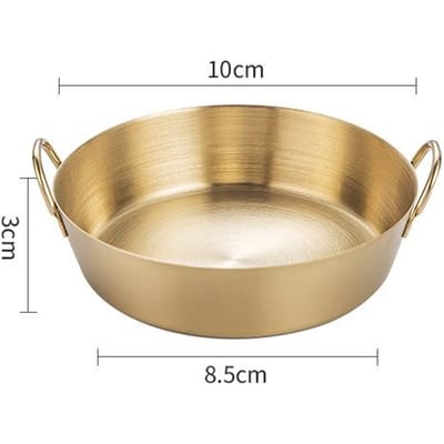 Assiette à collation coréenne épaisse en acier inoxydable 304 avec double poignée, bol à sauce multifonctionnel, assiette à fruits, ustensiles de cuisine beige