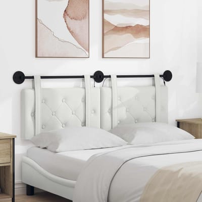 vidaXL - Hangend - hoofdbord - Met - LED-verlichting - Wit - Kunstleer