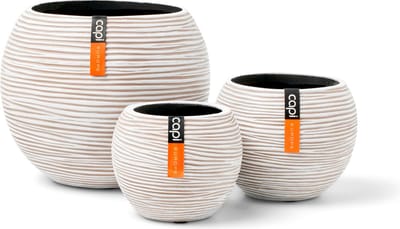 Capi Europe - Mix doos Vaas bol Rib ivoor - Ivoor - Bloempotten voor binnen - 5 jaar garantie - Cadeauset