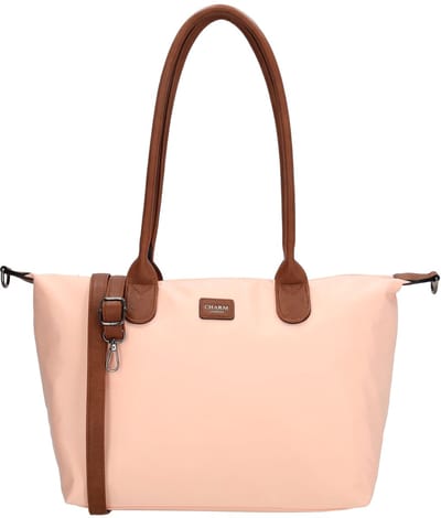Charm London Buckingham Hand & Schoudertas Shopper - Kunstleer - Vegan Leer - Tote Bag - Dames Tas - Lichtroze