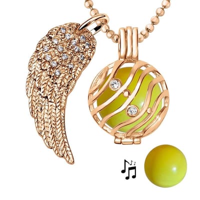 Engelenroeper 18mm Bolhouder met Ketting 90cm en Bolletje - Dames - Roségoudkleurig Golven - EBS18093