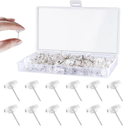 Plastic Punaises - Platte Spelden - Documenten Bevestigen - Stalen Punt - 200 Stuks - Transparant