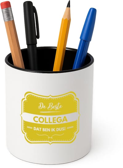 Hacebo® - De beste collega, dat ben ik dus Pennenbakje - iemand die een collega is - pennenhouder - beste ooit - werk - collega - verjaardagscadeau - kado - gift - geschenk - afscheidscadeau - welkomscadeau - Pennenbakje zwart