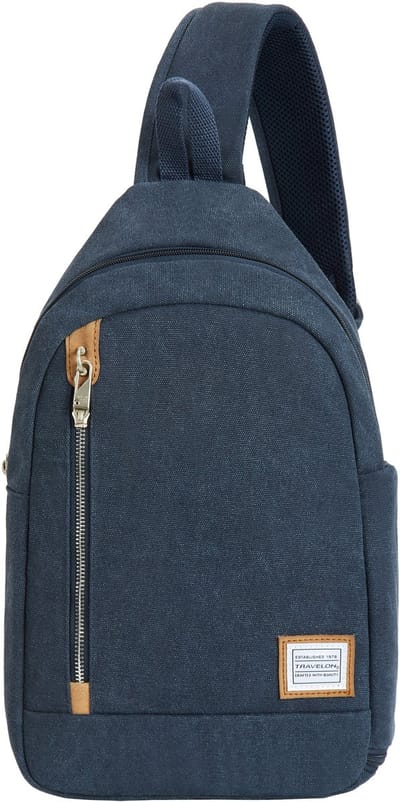 Travelon Heritage Anti-diefstal Sling Bag – Indigo – Crossbody met RFID, snijbestendige band & vergrendelbare ritsen