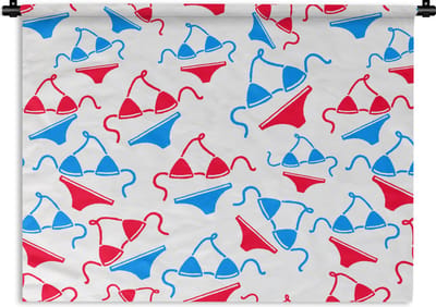 Wandkleed - Wanddoek - Bikini - Strand - Patronen - 60x45 cm - Wandtapijt