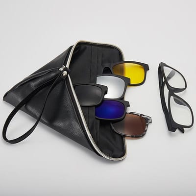1/6 In 1 Magnetische Clip-on Zonnebril voor Mannen Vrouwen Polaroid Optisch Montuur met Tas Zonnebril Accessoires black