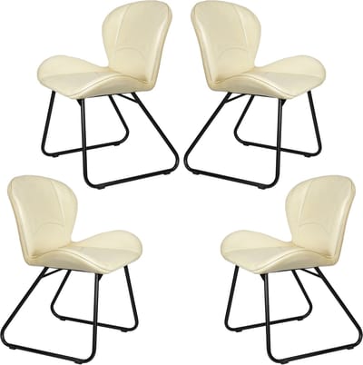 Moderne eetkamerstoelen van beige echt leer – comfortabele vergader- & bezoekersstoelen