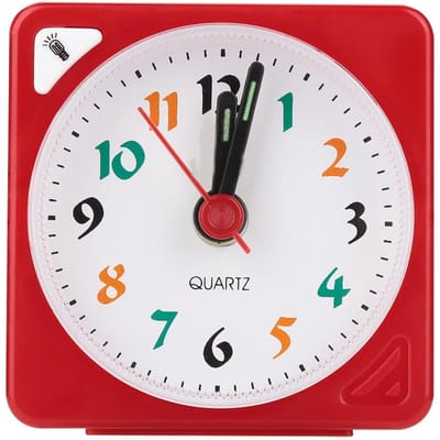 Mini Reis Tafel Wekker Quartz LED Licht met Snooze Functie Werkt op Batterijen Blauw rood