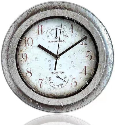 Grote Buitenklok - Tuin Klok - Buiten en Binnen - Met Thermometer Hygrometer - 285 cm Diameter - Zilver