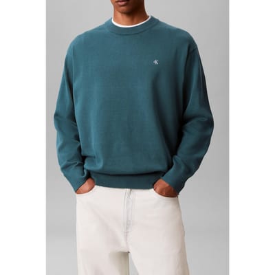 Calvin Klein Eu Long Sleeve Cotton Relaxed Crewneck Tahoe Green Taglia: L | Maglioni a maglia Outlet | Uomo | Verde