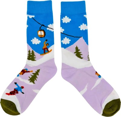 Tutti Footi - Sokken met Snowboarders, Berg, Sneeuw & Gondel - maat 37-42 - Grappige Sokken voor de Wintersport liefhebber