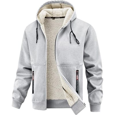 Veste Sherpa Automne et Hiver Veste Décontractée Épaissie à Capuche pour Jeunes Hauts Veste pour Hommes 3XL white